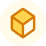 Yellow cube icon inside a circular background